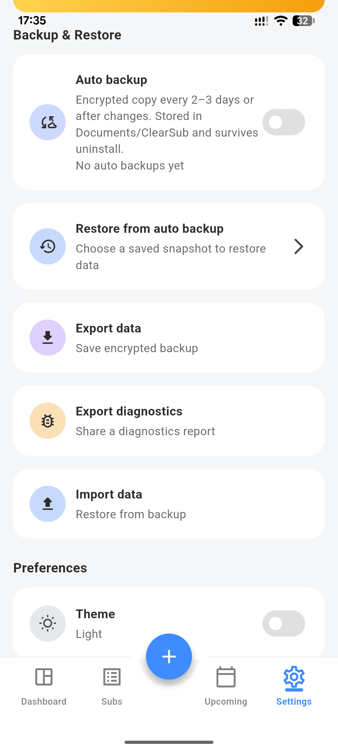 [SCREENSHOT: Backup / Restore]